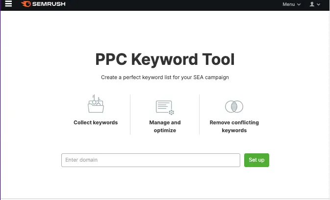Screenshot of Semrush's PPC keyword tool for your SEA campaign